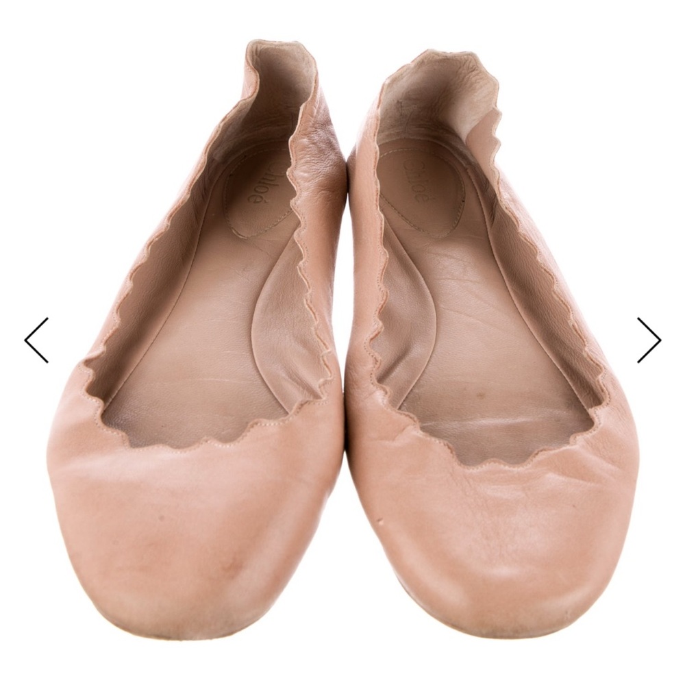 CHLOE Lauren scalloped leather ballet flats in blush - Picture 2 of 12